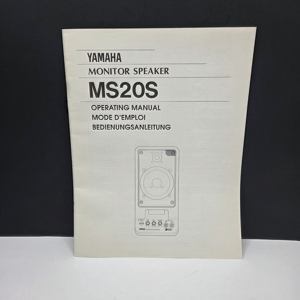 Yamaha MS20S Monitor Speaker Operating Manual - Vintage Original Paper Guide